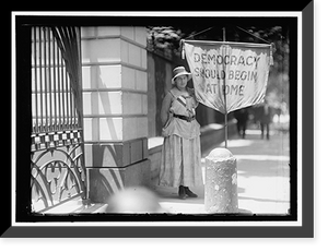 WOMAN SUFFRAGE. MRS. SWING, PICKETING WHITE HOUSE, Antique Poster