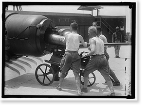 Antique Portrait - Military Training. Loading Big Gun