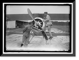 Historic Framed Print, LANGLEY FIELD, VA. FRENCH NIEUPORT PLANE, TYPE 17, WITH CAPT. J.C. BARTOLF AND LT.E. LeMAITRE,  17-7/8" x 21-7/8"