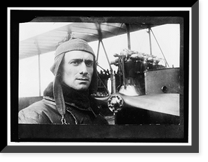 Historic Framed Print, SEMPRINI, ITALIAN AVIATOR, WITH PLANE,  17-7/8" x 21-7/8"