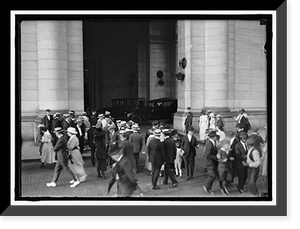 Historic Framed Print, [Crowd outside Union Station],  17-7/8" x 21-7/8"