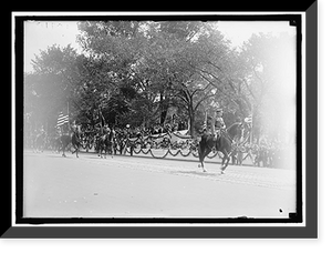 Historic Framed Print, FIRST DIVISION, A.E.F. AMERICAN EXPIDITIONARY FORCES. GENERAL PERSHING LEADING PARADE,  17-7/8" x 21-7/8"