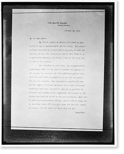 Historic Portrait - White House - Copy of letter on stationery, 1914