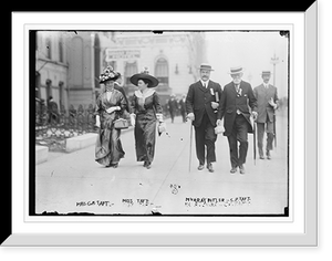 Historic Framed Print, Mrs. G.P. Taft, Miss Taft, and Murray Butler with C.P. Taft,  17-7/8" x 21-7/8"