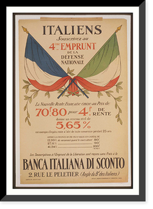 Italiens souscrivez au 4eacuteme Emprunt de la Deacutefense Nationale - Banca Italiana di Sconto, Vintage Print