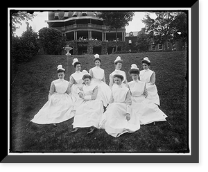 Historic Framed Print, UNIDENTIFIED GROUP. WOMEN ON A LAWN,  17-7/8" x 21-7/8"