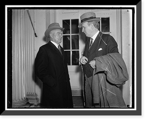 Historic Framed Print, Senate and House Judiciary leaders in huddle with president. Washington D.C. Rep. Hatton W. Sumners, (left) Democrat of Texas and Chairman of the House Judiciary Committee, with Senator Henry F.,  17-7/8" x 21-7/8"