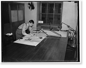 Antique Portrait - Frank Albert, reducing a navigation chart to half