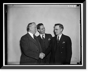Historic Framed Print, L to r: Peter Tague, John J. Hart, Cong. Robert Ramspeck of Georgia, 3/12/37,  17-7/8" x 21-7/8"