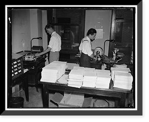 Memeographing press reports & decisions at the Nat. labor Relations Board, Vintage Print
