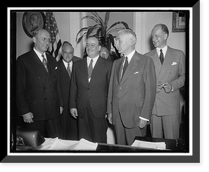 Historic Framed Print, Brazil signs bold agreement with U.S. Washington D.C. July 15. Brazil, through its Minister of Finance Arthur De Souza Costa, signed a financial agreement with the United States today.,  17-7/8" x 21-7/8"