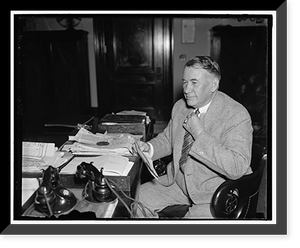 Historic Framed Print, Senator Barkley poses. Washington D.C. July 20. Senator Alben W. Barkley, of Kentucky, makes himself ready for the camerman as he posed for this picture today.,  17-7/8" x 21-7/8"