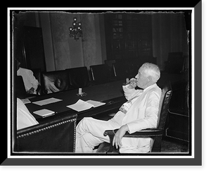 Historic Framed Print, Senator from Delaware. Washington, D.C., Aug. 11. Senator James Hugh[...] photographed while attending a meeting of the Currency Committee of the Senate [...],  17-7/8" x 21-7/8"