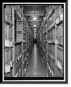 National Archives. Washington, D.C., Nov. 22. After processing the documents, they are placed in file. This is the Division of War Department Archives Classic, Vintage Print