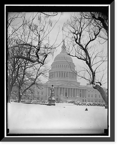 Historic Framed Print, [U.S. Capitol in snow],  17-7/8" x 21-7/8"