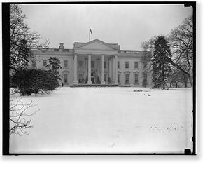 Vintage Portrait - White House - in snow - Great Gift for History Buffs