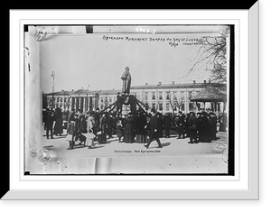 Historic Framed Print, Bjornson monument draped on day of funeral, Christiania,  17-7/8" x 21-7/8"