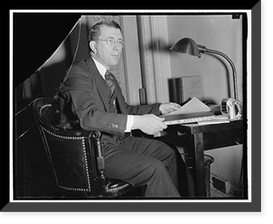 Historic Framed Print, D. Harol McGrath has resigned as Secy. to Sen. Lewis D. Schwellenbach to become superintendent of the Senate Radio Press Gallery, Feb. 1940,  17-7/8" x 21-7/8"