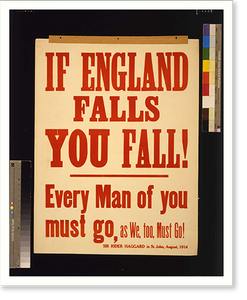 If England falls you fall! Every man of you must go as we too must go! Sir Rider Haggard in St. John August 1914, Antique Print
