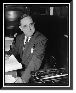 Historic Framed Print, Indiana Senator. Washington, D.C., June 11. Senator Sherman Minton, Democrat of Indiana from a new informal picture made a few days ago in his office at the Capitol,  17-7/8" x 21-7/8"