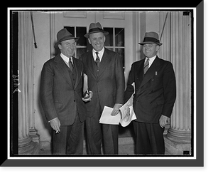 Leaving conference with Pres. Roosevelt. Left to right: Asst. Secy. of Treasury John W. Hanes, Secy. Morgenthau, & acting Budget Dir. Daniel Bell, Vintage Wall Art
