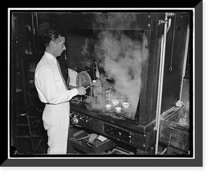 Historic Framed Print, Government men testing cosmetics. Washington, D.C., July 10. In testing cosmetics they are first separated to make the different tests. F.W.,  17-7/8" x 21-7/8"