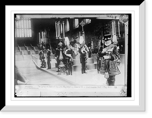 Historic Framed Print, The Lying-in-State of His Late Majesty Edward VII in Westminster Hall,  17-7/8" x 21-7/8"