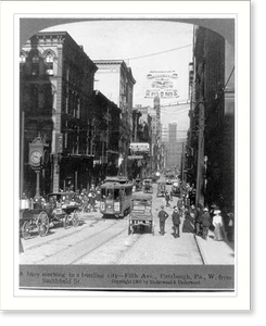 Vintage Americana Print - Pittsburgh, Pennsylvania - 5th Ave. west (2)