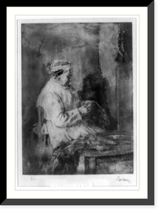 Historic Framed Print, [Old woman cleaning carrots],  17-7/8" x 21-7/8"