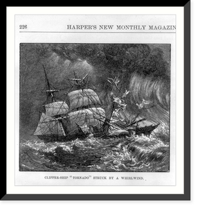 Clipper ship TORNADO struck by a whirlwind, Vintage Wall Art