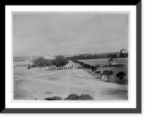 Fort Clark, Tex., ca. 188-: troops crossing officers' line from bandstand, Vintage Print