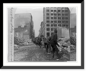 Tearing down a dangerous wall, burned district, Baltimore, Md. Classic, Antique Wall Art
