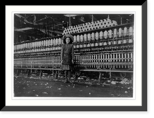 Historic Framed Print, Young spinner in Roanoke (Va.) Cotton Mills. Said fourteen years old, but it is doubtful. See exterior photos and age comparisons in 2161 to 2163. Location: Roanoke, Virginia.,  17-7/8" x 21-7/8"