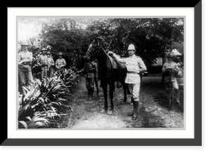 General Lawton posed standing alongside horse, facing front, and other soldiers, in the Philippines Classic, Historic Print