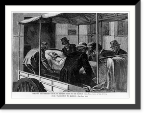 Historic Framed Print, Removing the President (Garfield) from the express wagon to the railway car,  17-7/8" x 21-7/8"