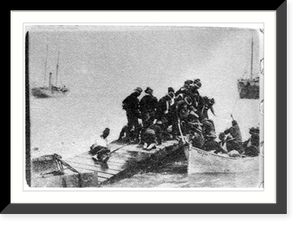 Wounded soldiers embarking in row boats, Spanish American War scene Classic, Antique Print