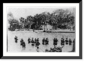 Landing of U.S. troops near Santiago, Spanish-American War scene, Vintage Print