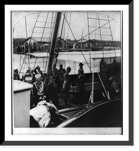 Czar Nicholas II escorting his German visitors from Peterhof, 1897, Antique Poster