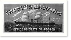 Vintage Americana Print - Boston - Cunard Line of mail steamers