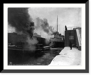Historic Framed Print, Steamer J.T. Hutchinson leaving Sault St. Marie,  17-7/8" x 21-7/8"