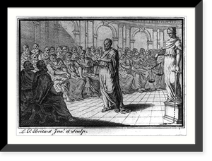 Black & White Photo - Socrates standing before seated group of men