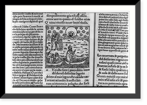 Dante Alighieri, 1265-1321 - illus. from Divine Comedy: Dante & Beatrice on banks of river Styx, Antique Print
