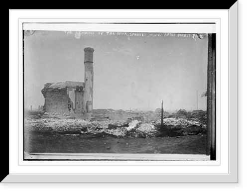 Historic Framed Print, The remains of the bank, Spooner, Minn. After forest fire,  17-7/8" x 21-7/8" Historic Framed Print, The remains of the bank, Spooner, Minn. After forest fire,  17-7/8" x 21-7/8"