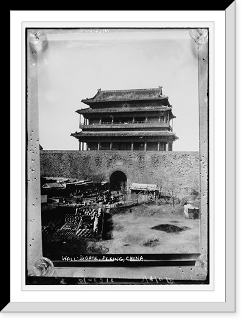 Historic Framed Print, Wall and Gate, Peking, China,  17-7/8" x 21-7/8"