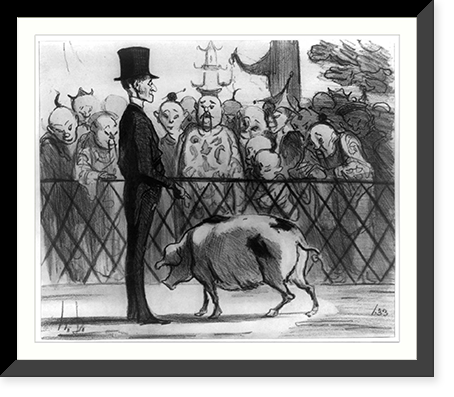 Le Jardin des Plantes &agrave; P&eacute;kin. Les Chinois admirant beaucoup un quadrup&eacute;d de France et un bip&egrave;de du m&ecirc;me pays..H.D. ; lith. Destouches, Historic Print