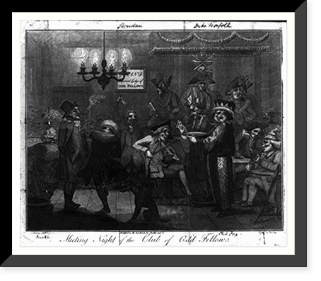 Meeting night of the Club of Odd Fellows.Collings, del. ; etchd. by Barlow, Vintage Poster