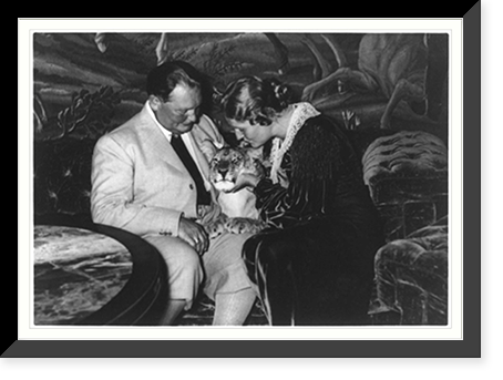 Goering and Emmy with tiger cub during breakfast for Charles and Mrs. Lindberg, Antique Poster