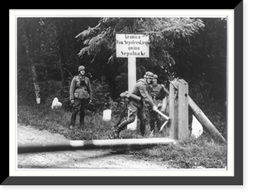 Historic Framed Print, Soldiers removing barriers at the Polish Frontier,  17-7/8" x 21-7/8"