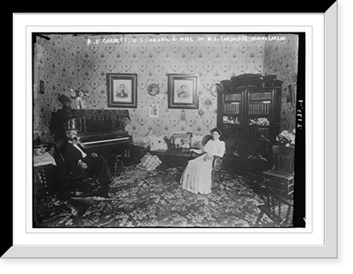Historic Framed Print, A.B. Garrett, U.S. Consul, and wife in U.S. Consulate, Nuevo Laredo,  17-7/8" x 21-7/8"