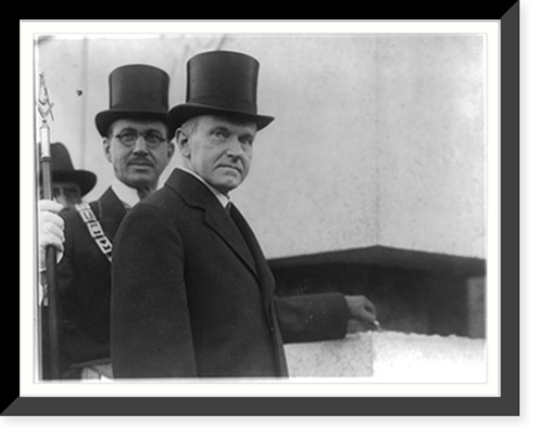 Historic Framed Print, Calvin Coolidge laying the corner stone of the Geo. Wash. memorial, Alexandria, Va., Nov. 1, 1923,  17-7/8" x 21-7/8"